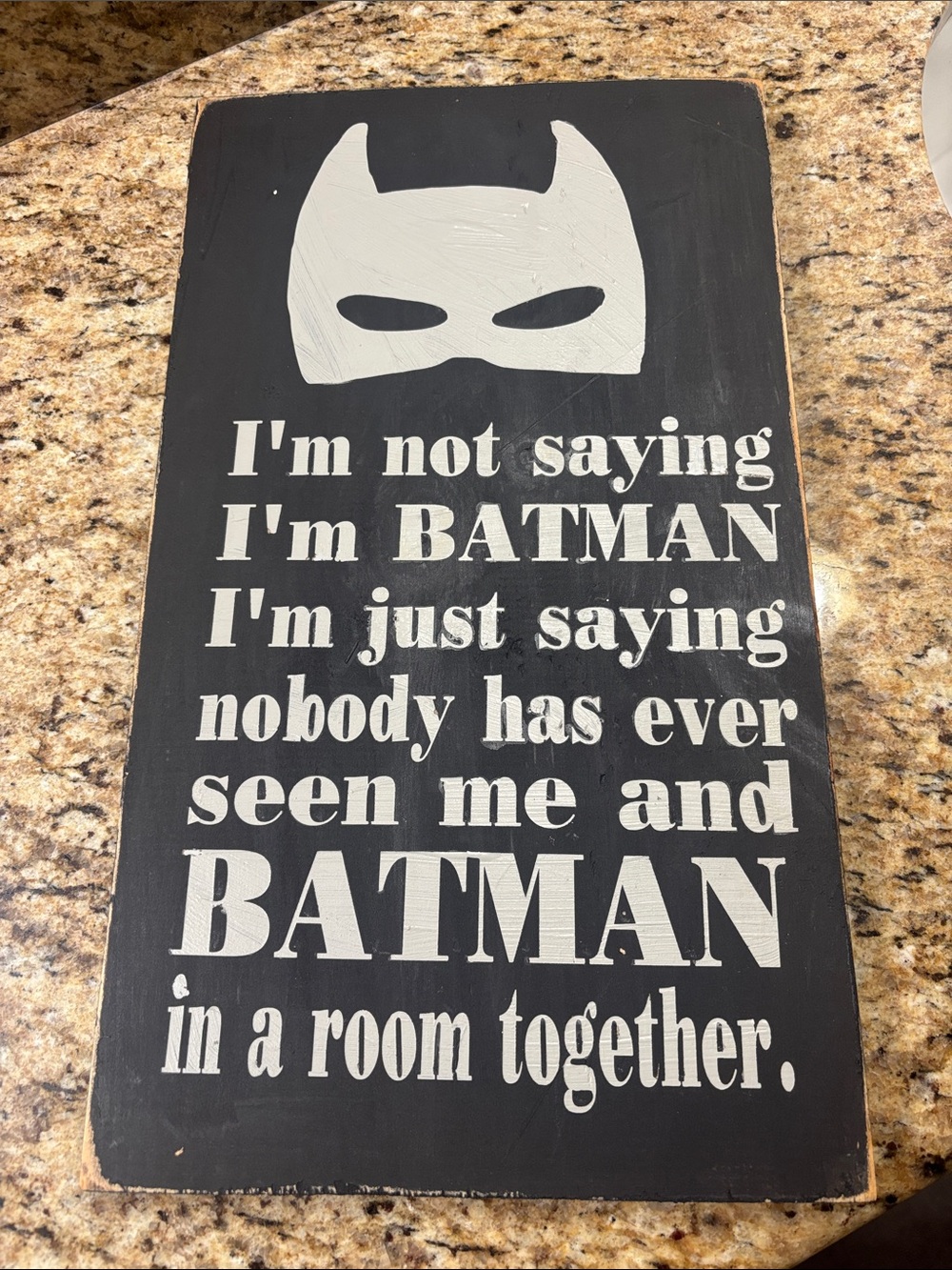 Black & silver Batman Quote Wall Sign handcrafted 16x9.5 inches superhero room